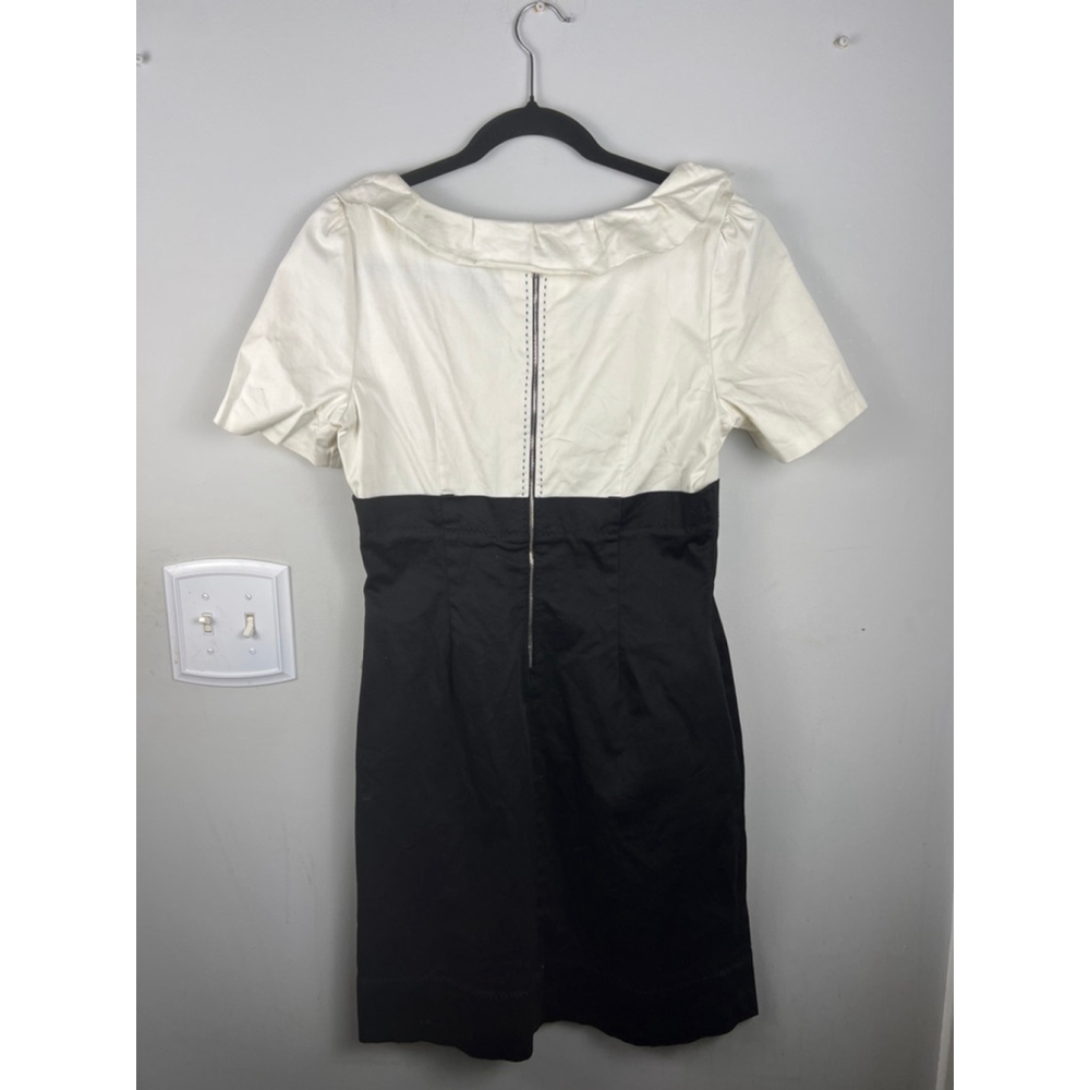 Phoebe Couture Size 8 Black Cream Dress Peter Pan Collar Mod Minimalist Capsule - Picture 6 of 7